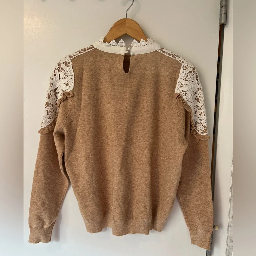 Alice Blue Tan Sweater with Lace Appliqué - Picture 3 of 8